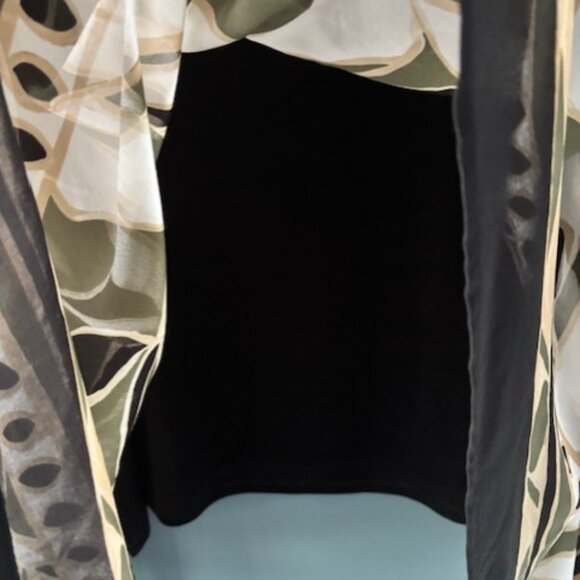 Chico's Olive Black White Tunic 3/XL Art Statement Floral Boho Luxe Whimsygoth - Picture 5 of 6